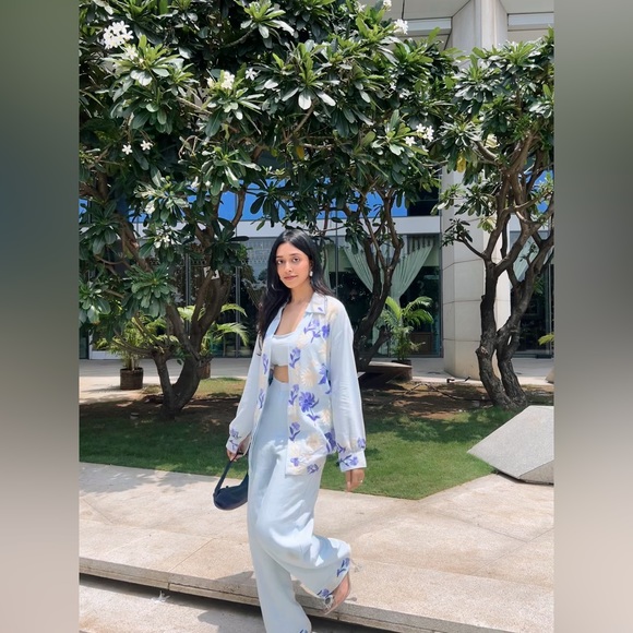 Ethnic Linen Blue Co-Ord Set - Picture 4 of 4